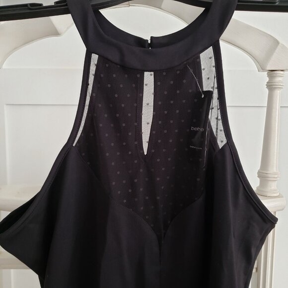 BNWT bebe classic black swiss dot mesh halter neck bodysuit (L) jet black - Picture 5 of 6